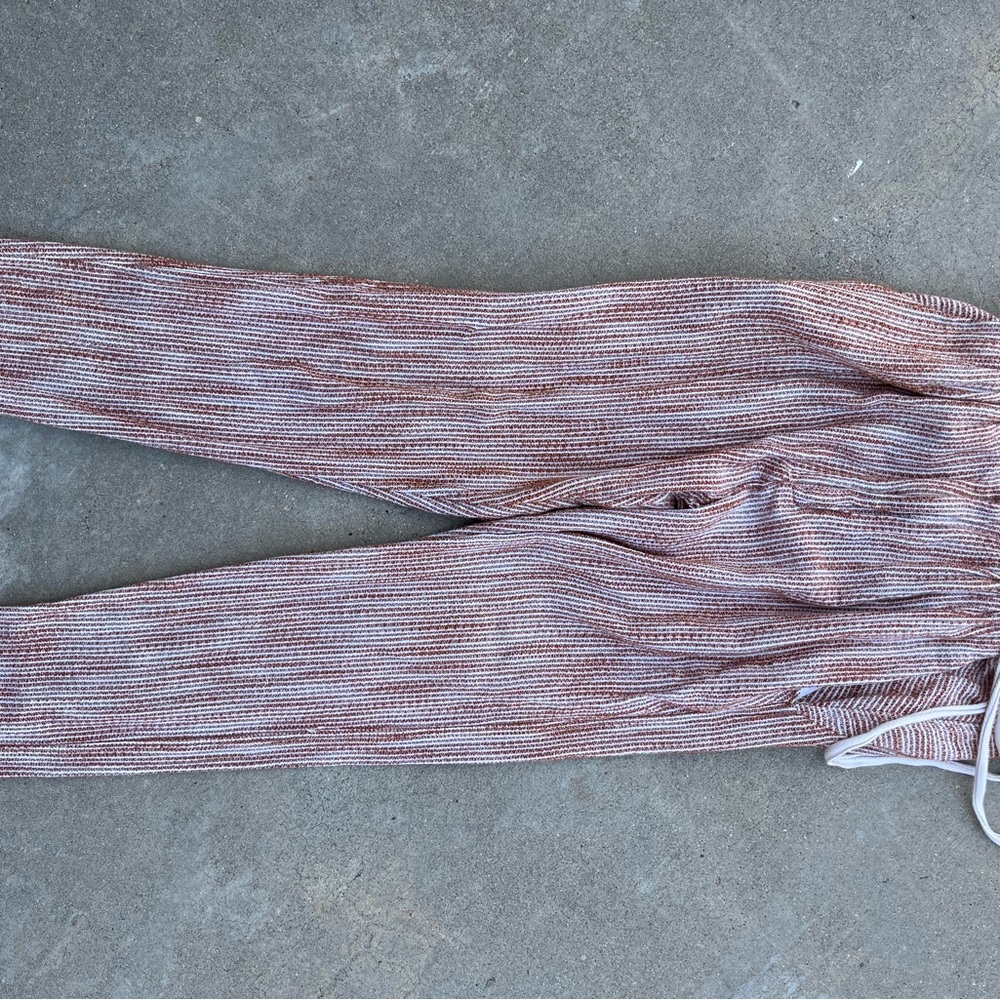 Free People Textured Knit Pants in Brown and White